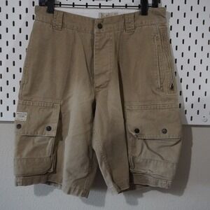 American Eagle Outfitters Mens Cargo Shorts Casual‎ Khaki Cotton Button Size 30